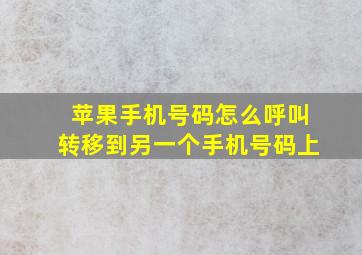 苹果手机号码怎么呼叫转移到另一个手机号码上