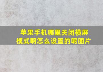 苹果手机哪里关闭横屏模式啊怎么设置的呢图片