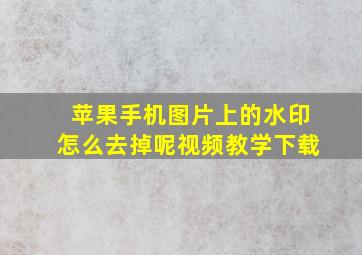 苹果手机图片上的水印怎么去掉呢视频教学下载