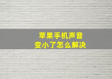 苹果手机声音变小了怎么解决