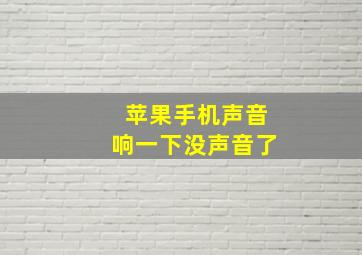 苹果手机声音响一下没声音了