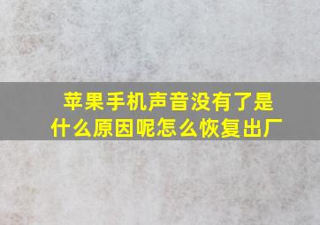 苹果手机声音没有了是什么原因呢怎么恢复出厂