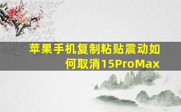 苹果手机复制粘贴震动如何取消15ProMax