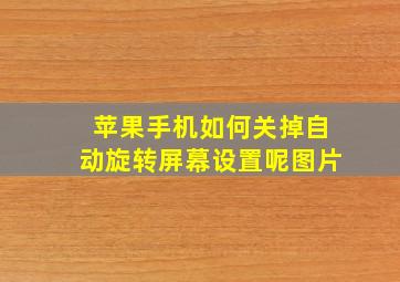 苹果手机如何关掉自动旋转屏幕设置呢图片