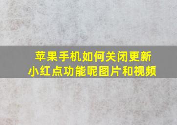 苹果手机如何关闭更新小红点功能呢图片和视频