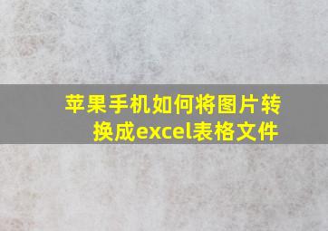 苹果手机如何将图片转换成excel表格文件