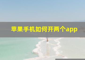 苹果手机如何开两个app