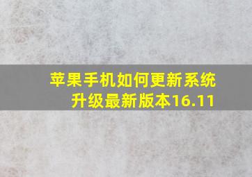 苹果手机如何更新系统升级最新版本16.11