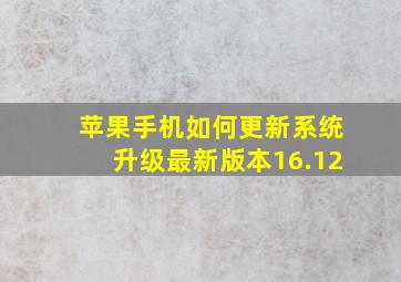 苹果手机如何更新系统升级最新版本16.12