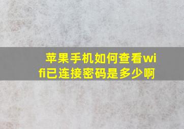 苹果手机如何查看wifi已连接密码是多少啊