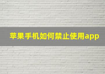 苹果手机如何禁止使用app