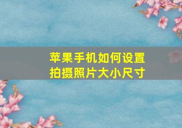 苹果手机如何设置拍摄照片大小尺寸