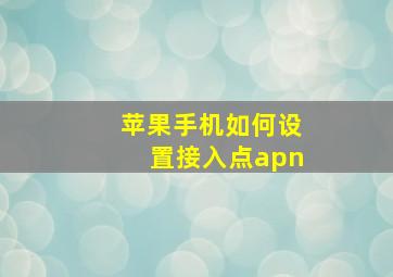 苹果手机如何设置接入点apn