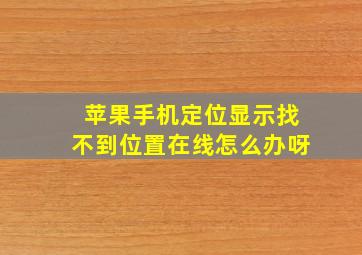 苹果手机定位显示找不到位置在线怎么办呀