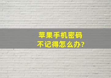 苹果手机密码不记得怎么办?