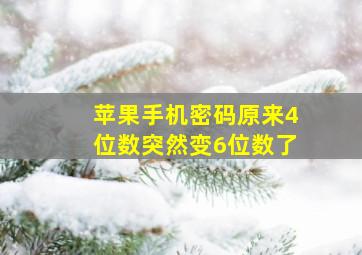 苹果手机密码原来4位数突然变6位数了