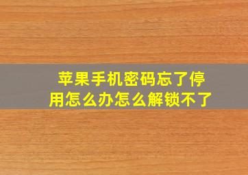 苹果手机密码忘了停用怎么办怎么解锁不了