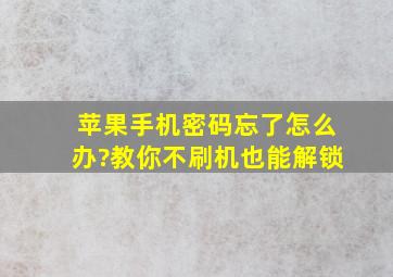 苹果手机密码忘了怎么办?教你不刷机也能解锁