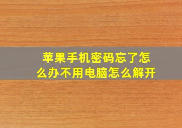 苹果手机密码忘了怎么办不用电脑怎么解开