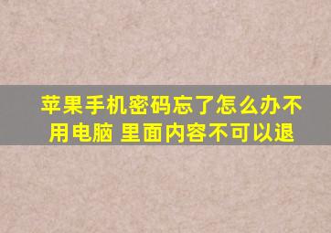 苹果手机密码忘了怎么办不用电脑 里面内容不可以退