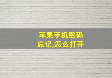 苹果手机密码忘记,怎么打开