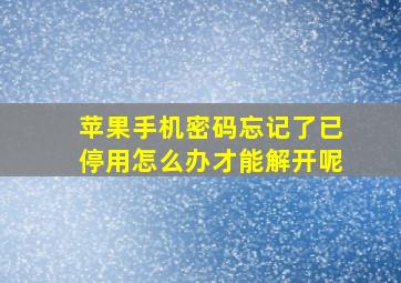 苹果手机密码忘记了已停用怎么办才能解开呢