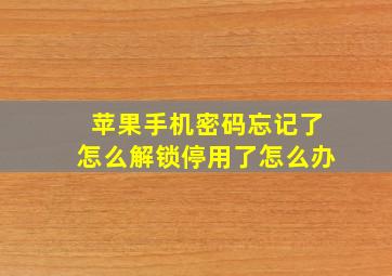 苹果手机密码忘记了怎么解锁停用了怎么办