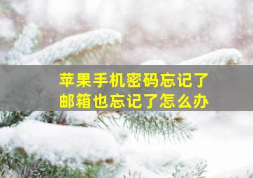 苹果手机密码忘记了邮箱也忘记了怎么办