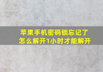 苹果手机密码锁忘记了怎么解开1小时才能解开