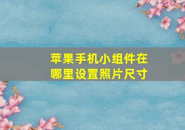 苹果手机小组件在哪里设置照片尺寸