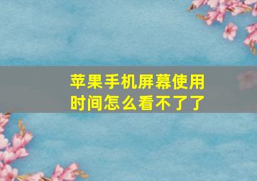 苹果手机屏幕使用时间怎么看不了了