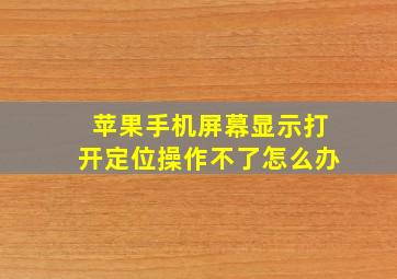 苹果手机屏幕显示打开定位操作不了怎么办