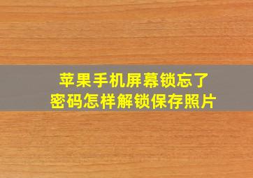 苹果手机屏幕锁忘了密码怎样解锁保存照片