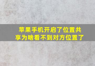 苹果手机开启了位置共享为啥看不到对方位置了