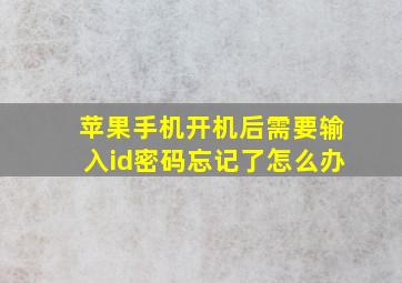 苹果手机开机后需要输入id密码忘记了怎么办