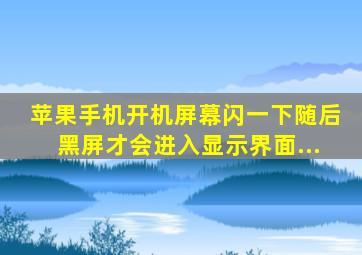 苹果手机开机屏幕闪一下随后黑屏才会进入显示界面...