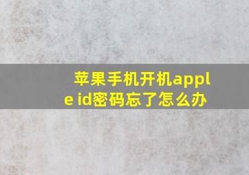 苹果手机开机apple id密码忘了怎么办