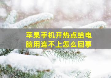 苹果手机开热点给电脑用连不上怎么回事