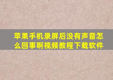 苹果手机录屏后没有声音怎么回事啊视频教程下载软件