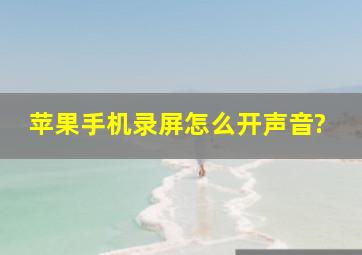 苹果手机录屏怎么开声音?