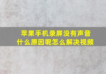 苹果手机录屏没有声音什么原因呢怎么解决视频