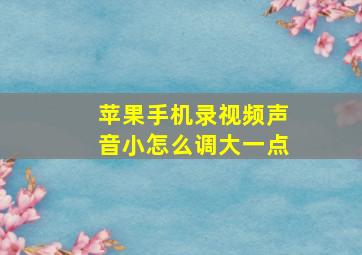 苹果手机录视频声音小怎么调大一点