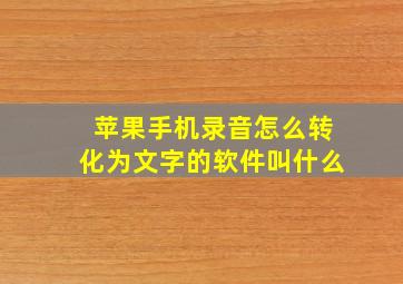 苹果手机录音怎么转化为文字的软件叫什么