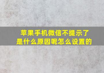 苹果手机微信不提示了是什么原因呢怎么设置的