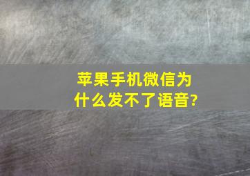 苹果手机微信为什么发不了语音?