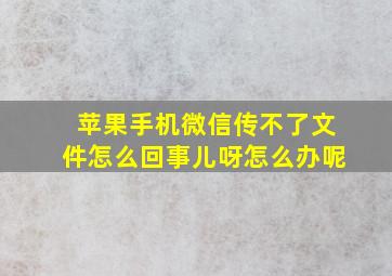 苹果手机微信传不了文件怎么回事儿呀怎么办呢