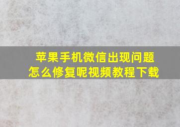 苹果手机微信出现问题怎么修复呢视频教程下载