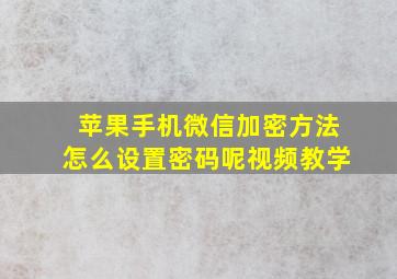 苹果手机微信加密方法怎么设置密码呢视频教学