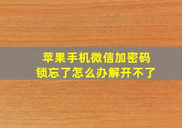 苹果手机微信加密码锁忘了怎么办解开不了