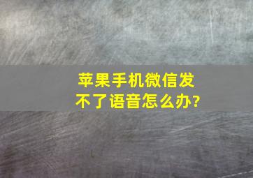 苹果手机微信发不了语音怎么办?